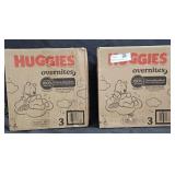2- Huggies overnites size 3 diapers 132 count