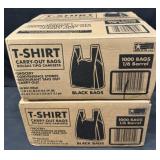2- 1000ct. Boxes of 1/6 Barrel Black T-Shirt Bags
