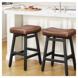 Raynesys 24in Counter Height Bar Stools 2pk BrownB