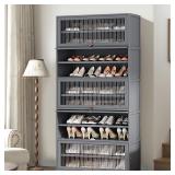 BHDJSE 10 Tier Shoe Cabinet Acrylic Drs Grey