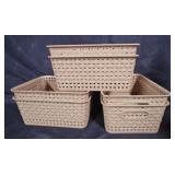 Tan Woven Plastic Storage Baskets 5pc