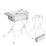 elyelsanns Collapsible Baby Bathtub w Stand  Therm