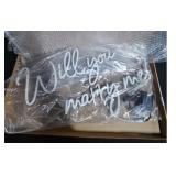 LED Neon Light Sign Will You Marry Me White
