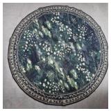 Green Floral Round Rug