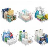 MOONEDGE Large Clear Plastic Storage Bins 6pk