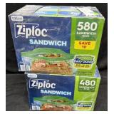 580ct. Box and 480ct. Box of Ziploc Sandwich Bags
