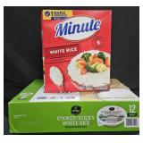 Cooked sticky white rice 12 individual bowls.