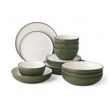 16-Piece Textured Dinnerware Set, Green