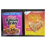 Raisin Bran cereal 4lb. Honey Nut Cheerios 48oz