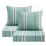 Unimatta Aqua Stripe Patio Chair Cushions 2pk