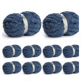 Waikxin Super Bulky Chunky Chenille Yarn 10pk Navy