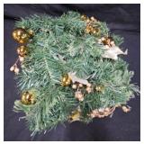Christmas Wreath Gold Ornaments Green Pine