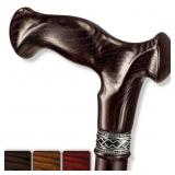 Asterom Ergonomic Wooden Walking Cane 32 Walnut