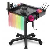 Chetunju Black Rolling Salon Tray Adj Height