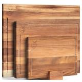 WALDWERK Acacia Wood Cutting Board Set 3pk wStand