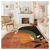 MUJOO 8x10ft Washable Boho Area Rug Terracotta