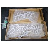 Happy Birthday LED Neon Sign Wall Decor 2pc