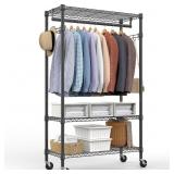 M MZG Black Rolling Garment Rack 15.7x29.5x74.5in