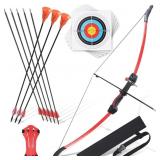 CrazyMouse Red Recurve Bow Set w8 Arrows  Targets