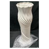 White Ceramic Draped Design Vase