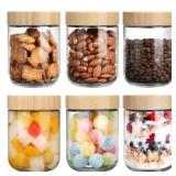 OcePor 16oz Glass Jars w Bamboo Lids 6pk Airtight