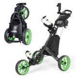 Tedycatt 3-Wheel Green Foldable Golf Push Cart