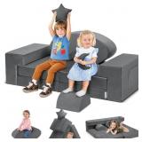 Kidivo Grey Convertible Foam Sofa 55x28x23in