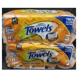 2- 15ct. Bags of Super Premium Paper Towel Rolls