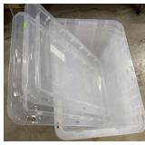 4- Large Clear Plastic Totes with 2- Lids