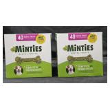 2- Minties Dog dental Treats 40 count each box