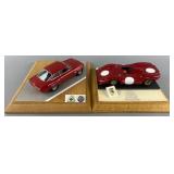 2 replica cars in acrylic & wood displays: 1967