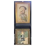 2 framed prints depicting children in period