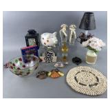 Group of decorative accessories: puca shell mat,