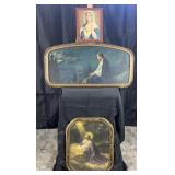 3 religious prints, 2 framed, 11'-23' high
