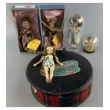 5 vintage dolls and accessories: 2 Madam