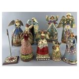 8 Jim Shore angel figures and stand, 6.5'-11'