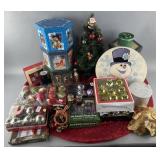 Group of Christmas decorations: ornaments,