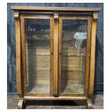 Antique Empire style tiger oak bookcase display