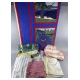 Group of quilts, blankets, throws and more