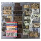 Collection of faux Confederate money & US notes