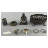9 Sterling silver rings and accessories, 4.09 Oz