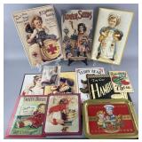 Group of advertising signs and Campbell's tray,