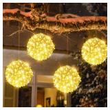VIHOSE 4pk 5.5in LED Christmas Balls White