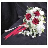 Wedding Bouquet Red  White Roses Ribbon