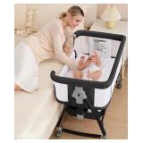 wayfong 3-in-1 Baby Bassinet Bedside Sleeper Black