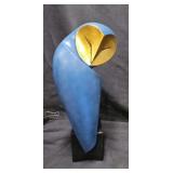 Decorative Blue Gold Owl Sculpture