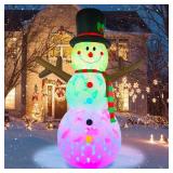Wabolay 8ft Snowman Inflatable w Rotating LEDs