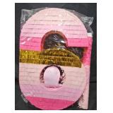 Number 6 Pinata Pink Gold Party Decor