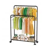 Simple Trending Black Double Rod Garment Rack