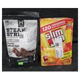 Steak strips beef jerky 12oz. Slim Jim snack